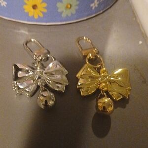 Gold and Silver Bow Zipper Pulls Or Bag Charms